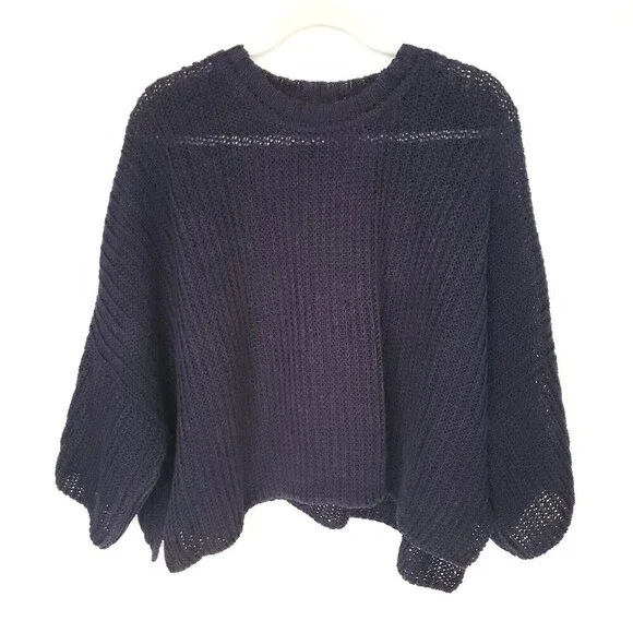 Vintage Eskandar Knit 100% Linen Sweater Womens Large Blue see through Lagenlook - Picture 7 of 16